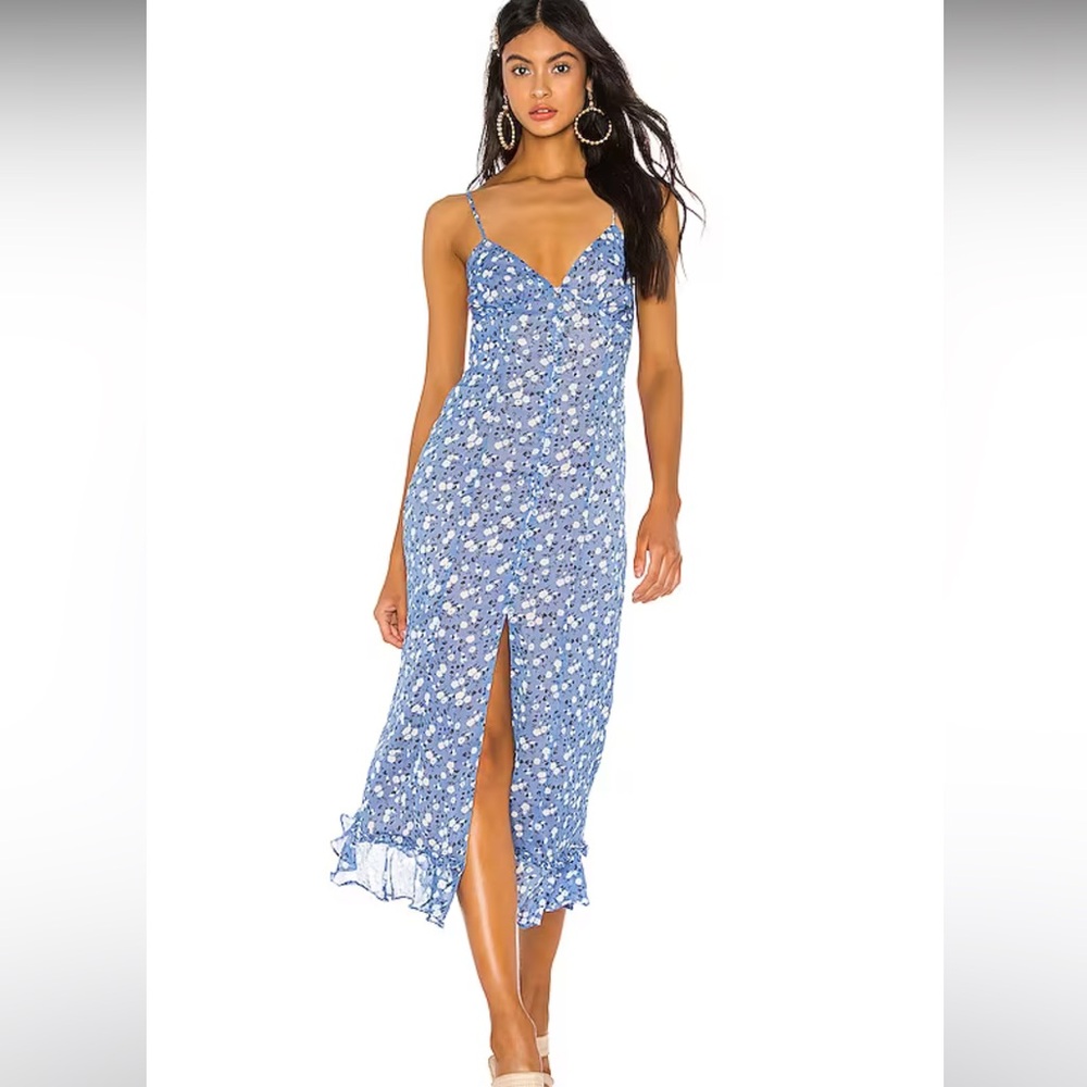 Majorelle quincy midi dress blue ditsy floral size small